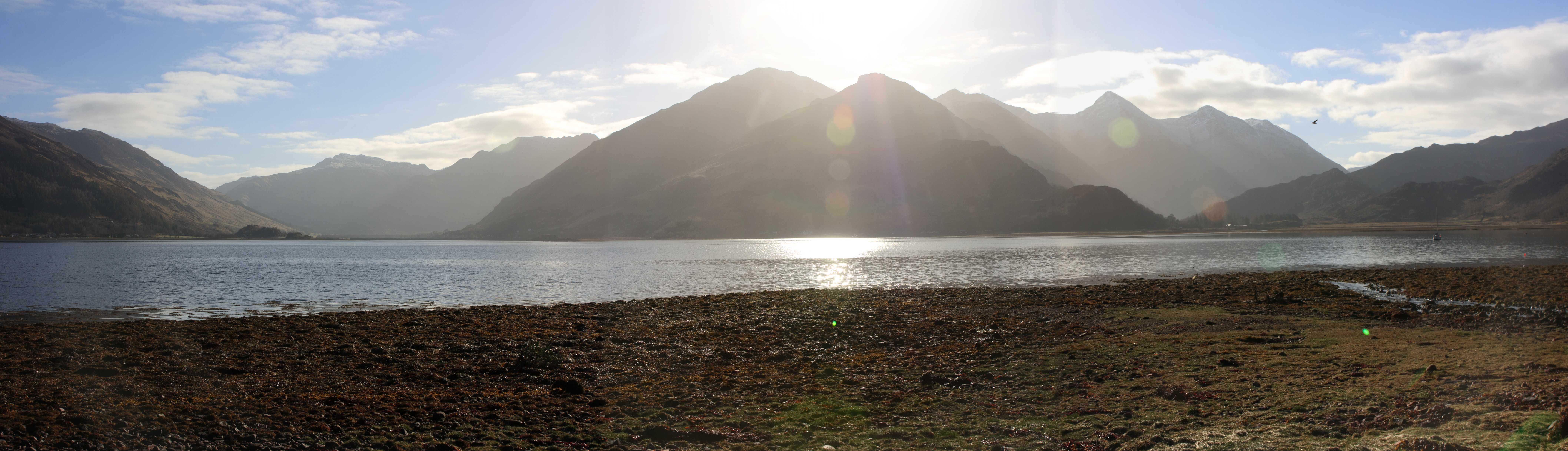 Five Sisters of Kintail from Ratagan Youth Hostel looking across Loch Duich