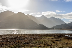 Five Sisters of Kintail from Ratagan Youth Hostel looking across Loch Duich