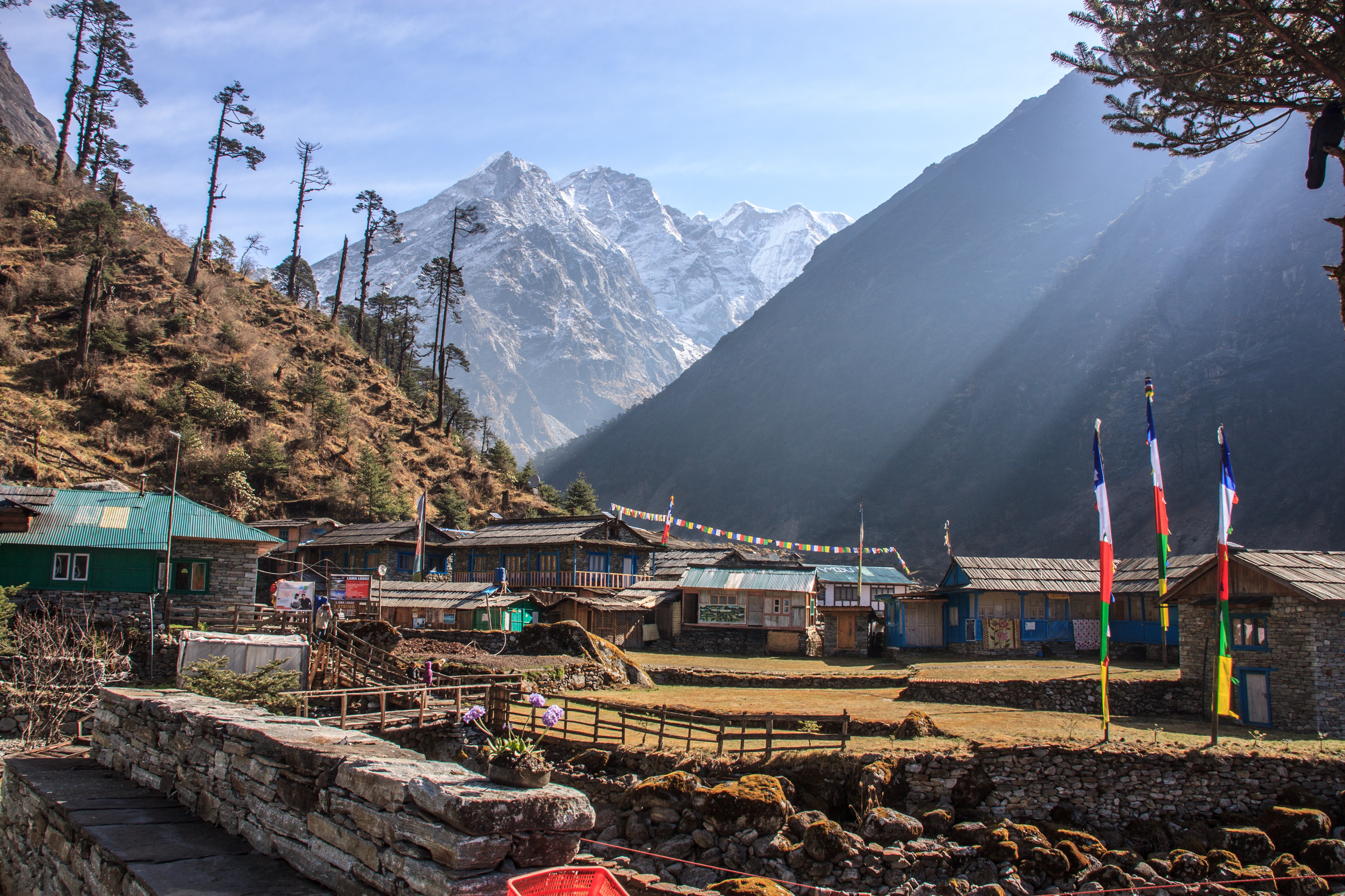 Village of Khote in the Hinku Khola valley on the way to Mera Peak