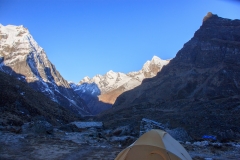 Early morning view from our camp site at Khare