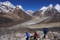 Peaks above Khare at the head of the Hinku Khola valley near Mera Peak