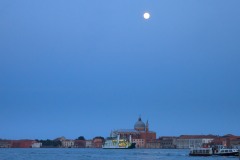 View from Venice across the Canal della Guidecca by moonlight.