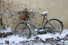 Bicycle in the snow. Georgeham March 2018