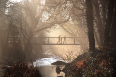 Footbridge Across the River Teign near Dartmoor