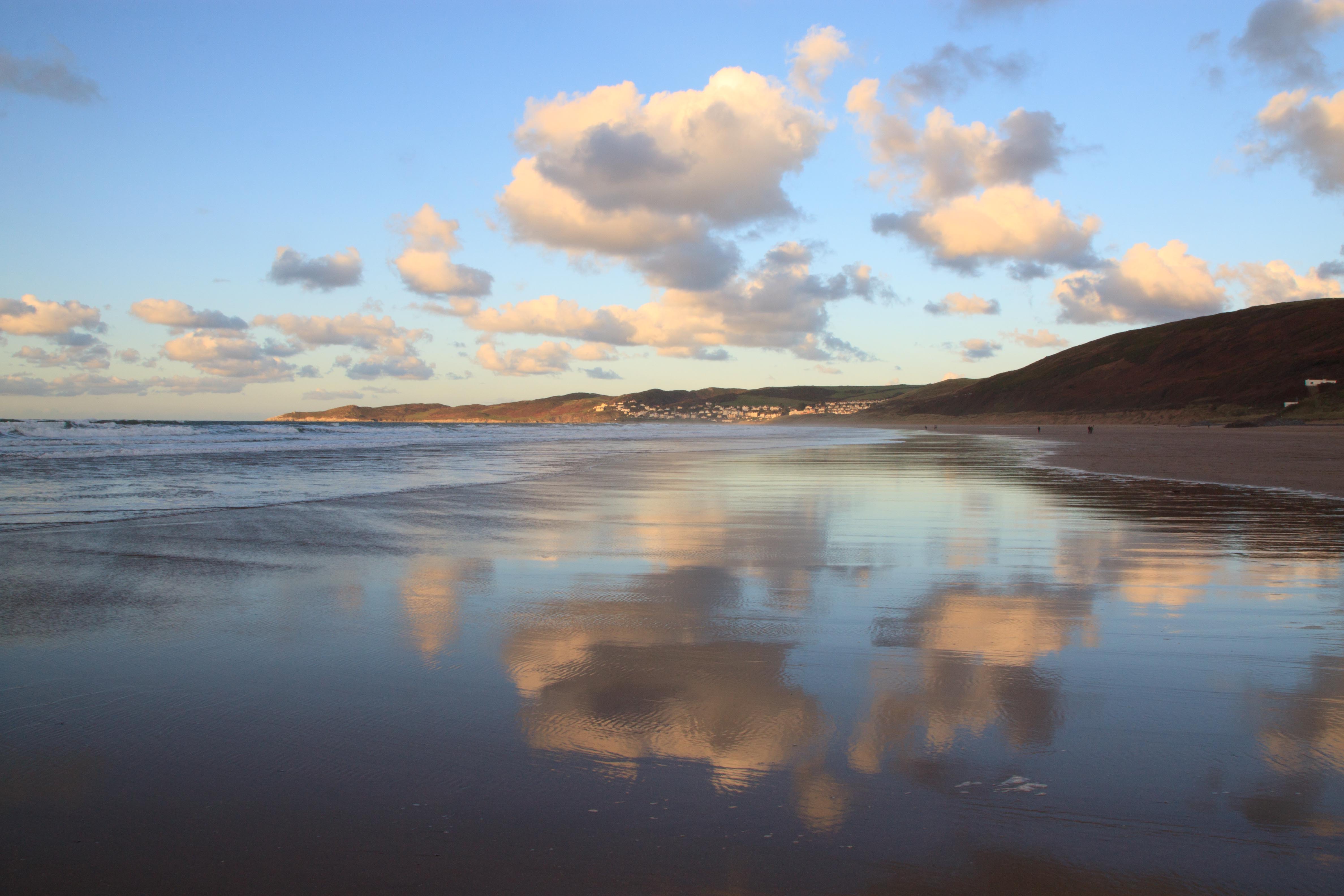 Morte Point, Woolacombe and sky reflections on Putsborough Beach