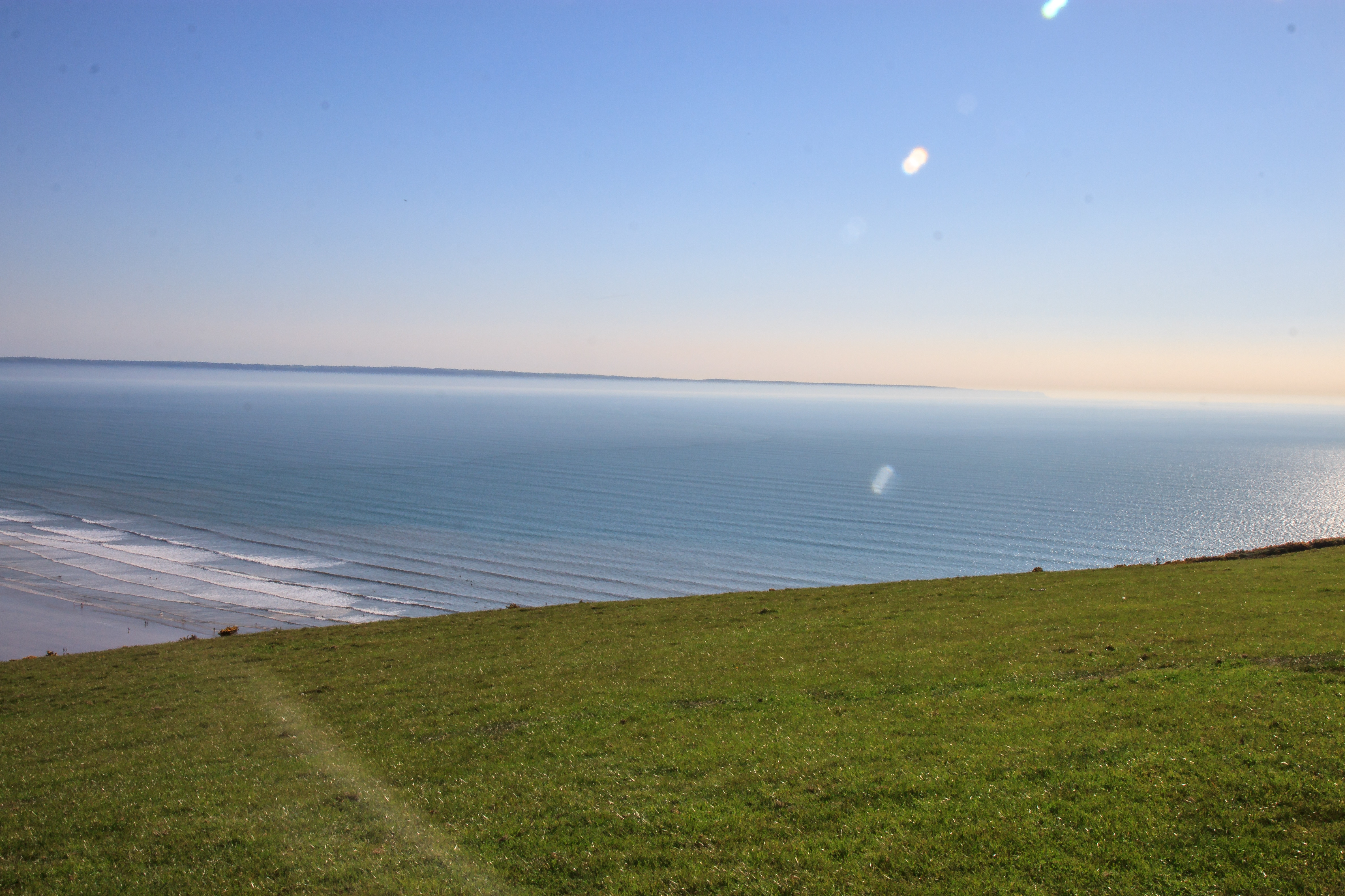 Saunton Sands from Saunton Down. Hartland Point in the far distance