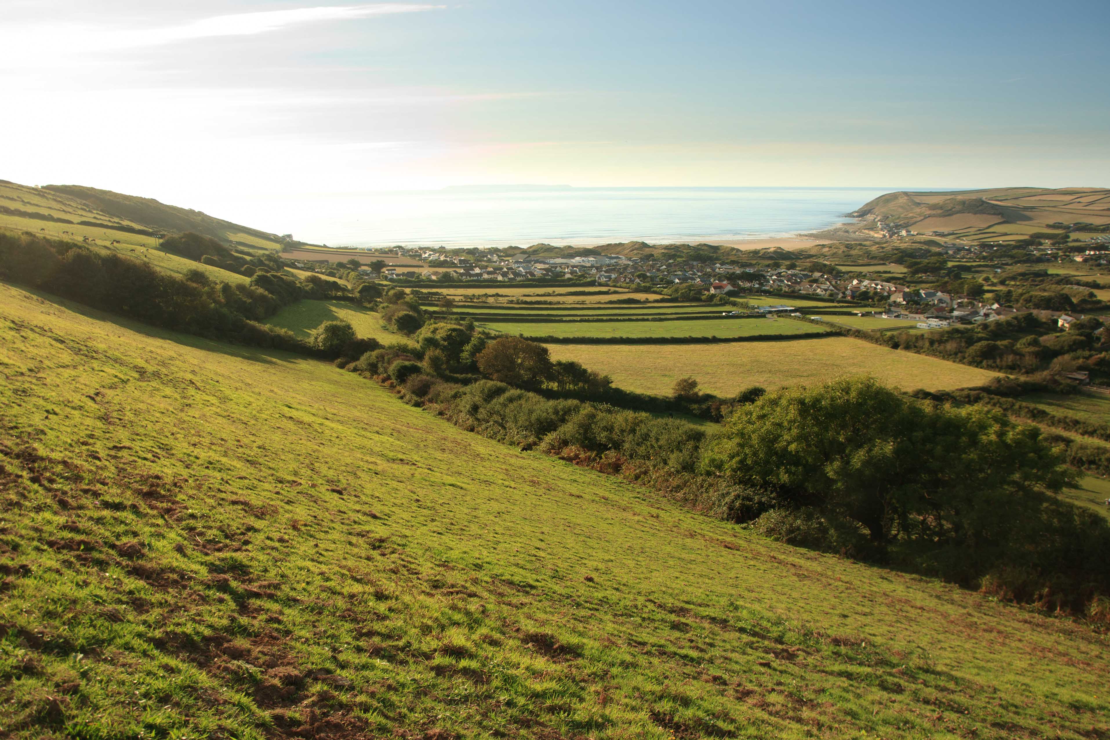 Croyde from Saunton Down with Lundy Island in the distance