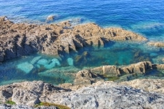 Rocky outcrop between Morte Point and Bull Point - where seals often gather in summer.